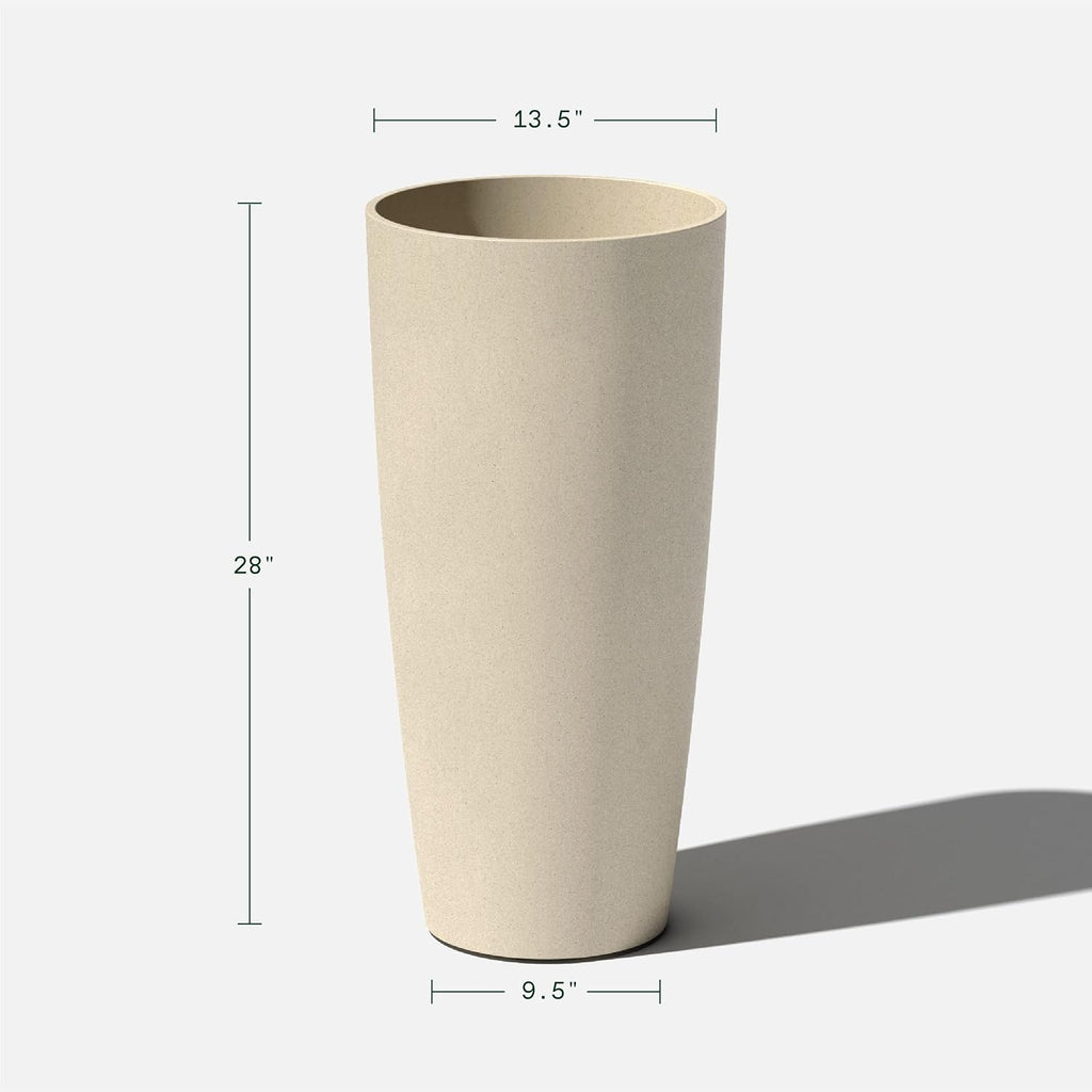Veradek Vega Round Tall Planter Pots for Indoor/Outdoor Use | Made from Plastic - Stone Mix with Drainage Holes | Perfect for Small to Large Succulent Plants, Flowers, Modern Interior Plants