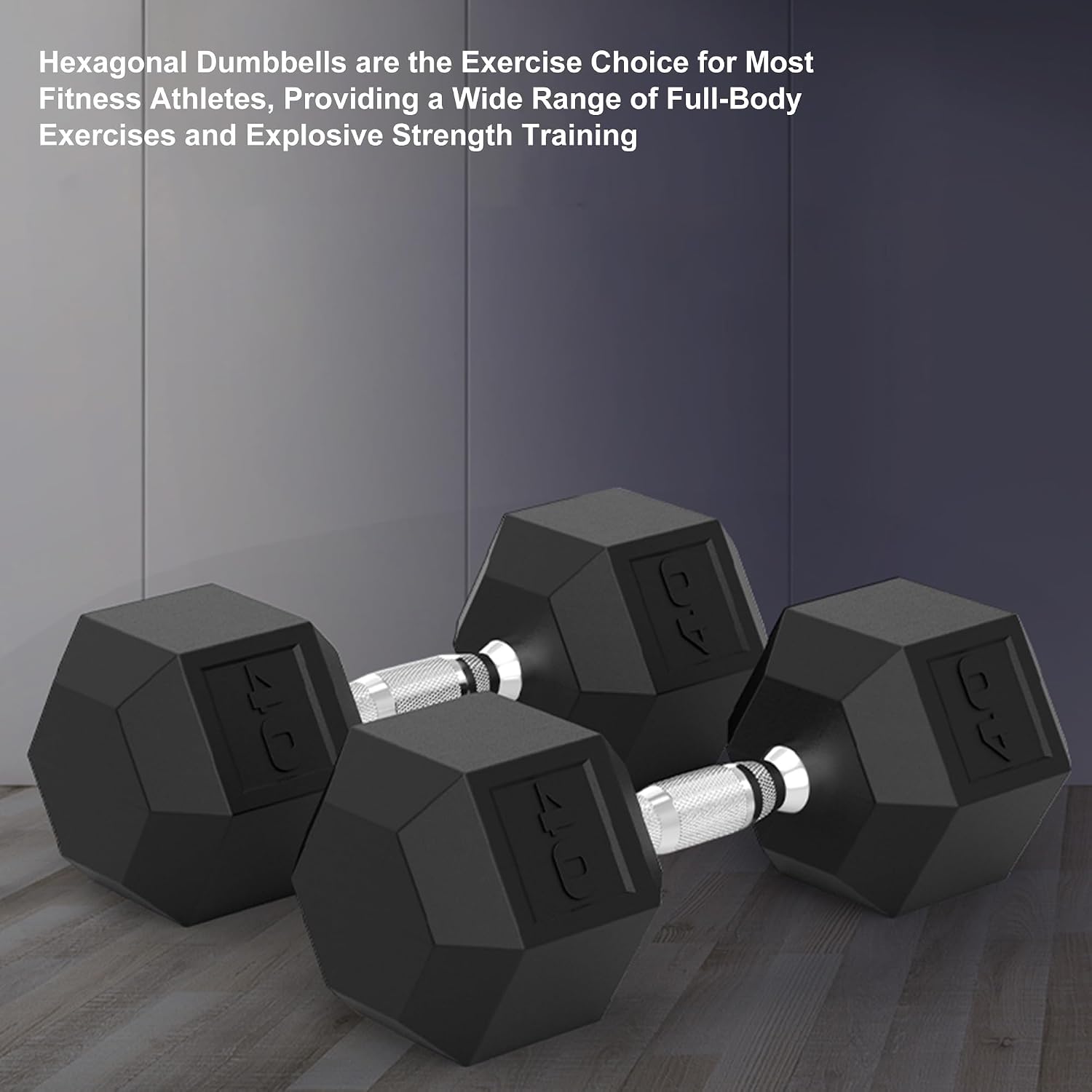 Hex Dumbbell, 5LB, 20LB, 25LB, 30LB, 35LB, 40LB Single Rubber Coated Cast Iron Dumbbells with Chrome Handle for Home Gym Strength Training and Bodybuilding(40 LB x 1)
