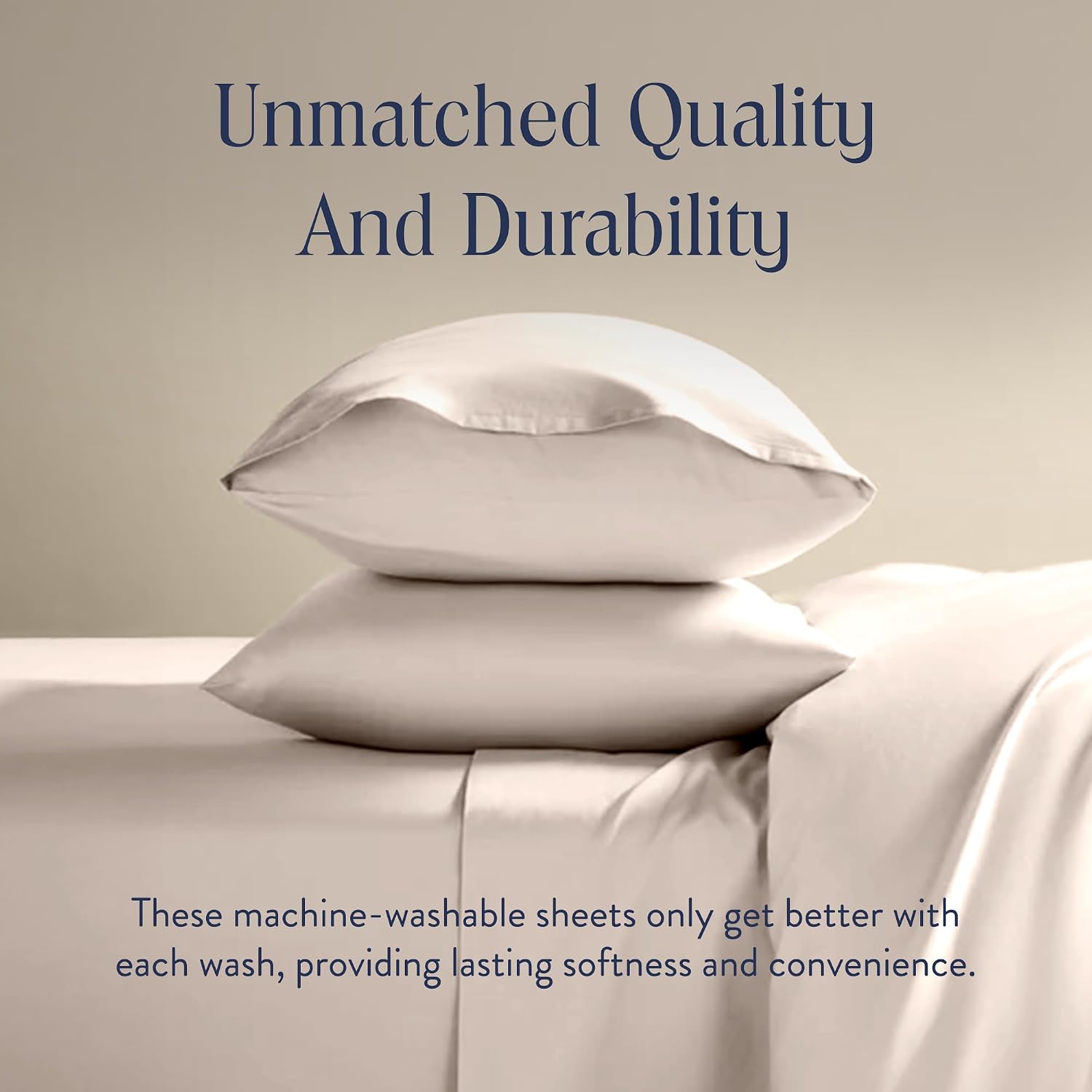 Brooklinen Luxury Sateen 4 Piece Sheet Set -100% Cotton Bed Sheets, Soft & Durable California King Size Sheets Set in Pebble, Oeko-TEX Certified Bedding Set,1 Fitted Sheet,1 Flat Sheet,2 Pillowcases