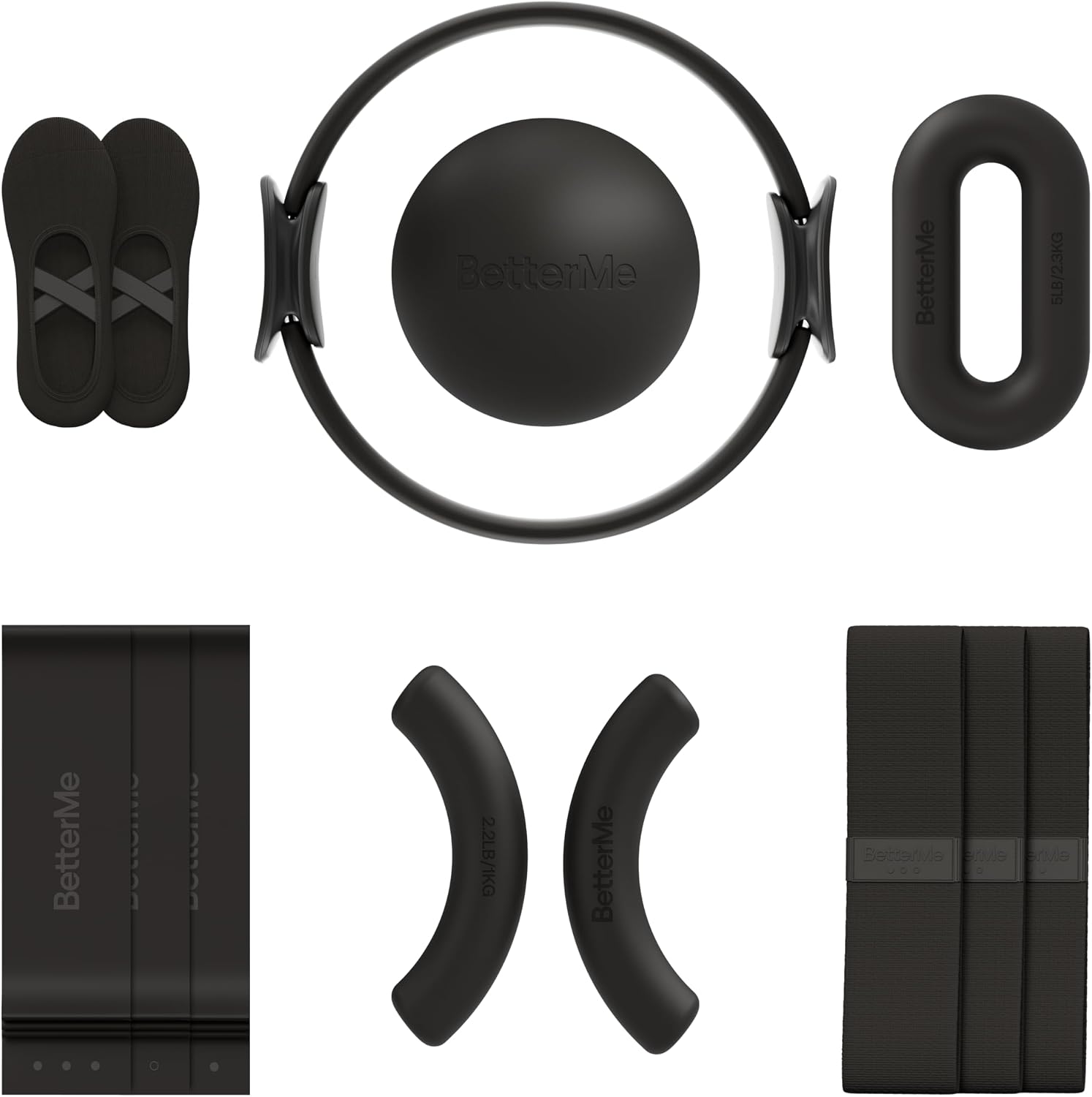 BetterMe Pilates Power Kit – Resistance & Weight Bands, Weight Loop (5lbs), Sculpt Dumbbells – Complete Pilates Equipment Set for Women – at-Home Pilates Workout Kit