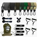 Bodylastics Patented Basic Series Resistance Band Set - Resistance Bands with Snap Reduction Tech, 2 Handles, 2 Ankle Straps, 1 Door Anchor & 1 Carry Bag
