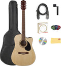 Gretsch Prelude D100CE Dreadnought Cutaway Acoustic-Electric Guitar - Natural Bundle with Gig Bag, Strap, Strings, String Winder, Picks, Austin Bazaar Instructional DVD, and Polishing Cloth