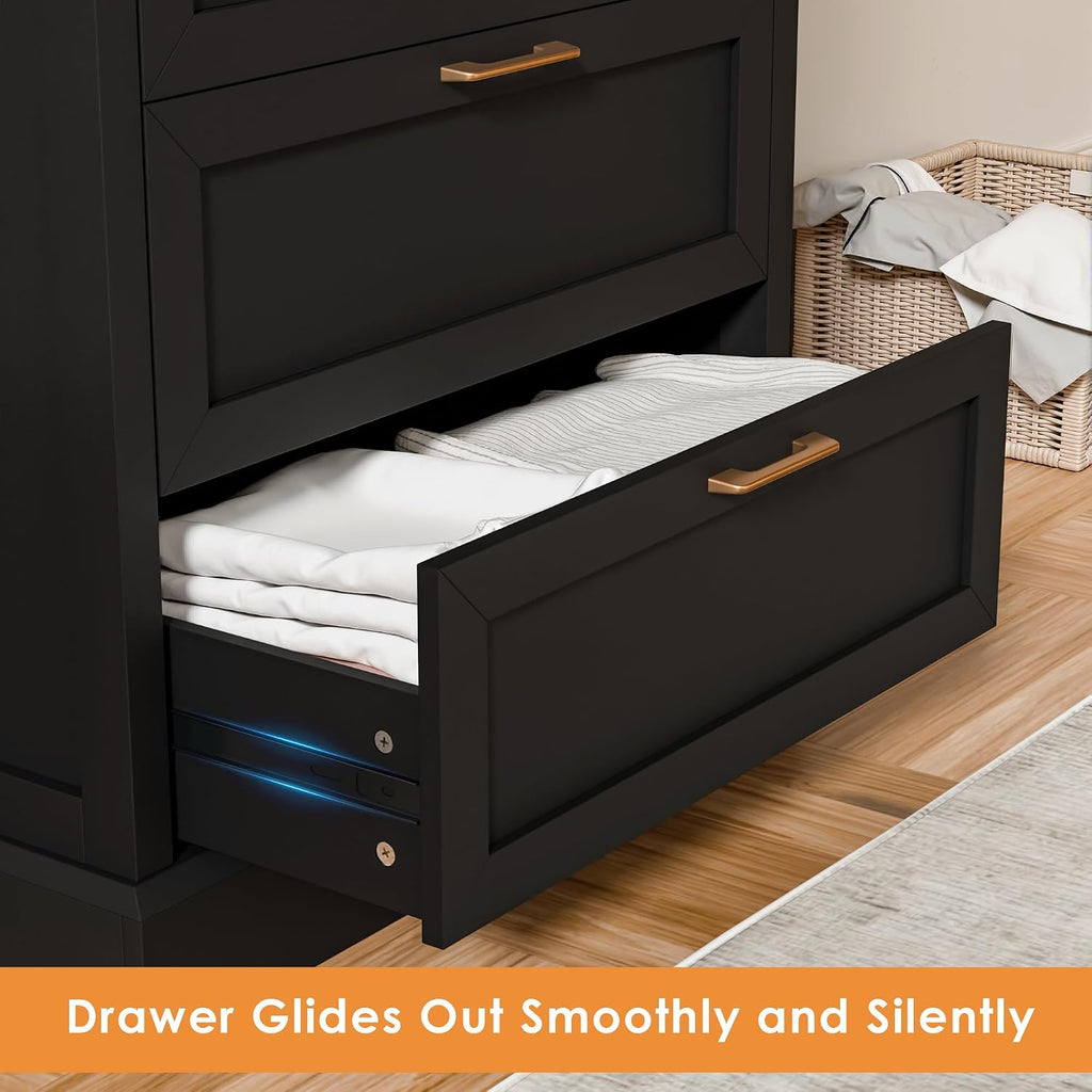 Zamildon's Dresser Bedroom, 55' Tall Dressers for Bedroom with Anti-Tip Device, Black Dresser Modern Storage Closet with Handle for Hallway,Entryway