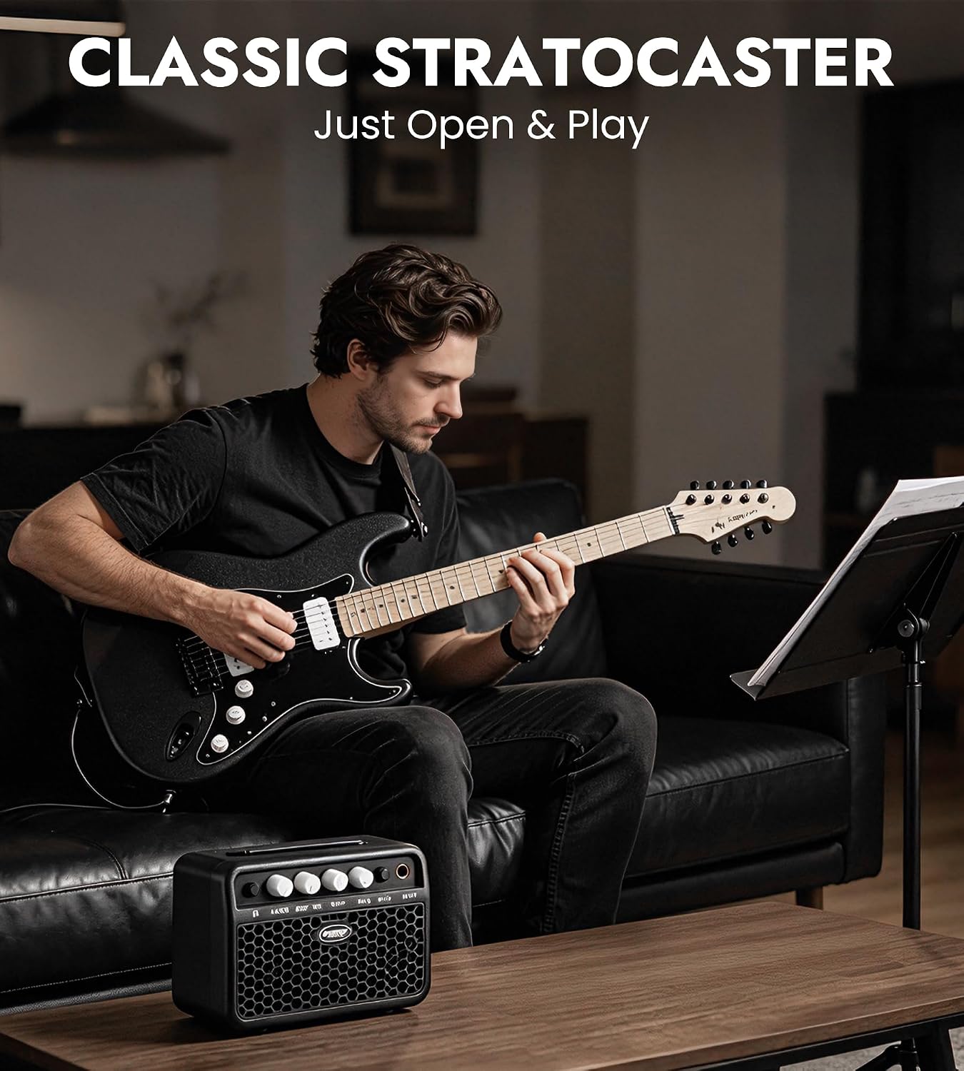 Tostar Electric Guitar 39' Kit for Beginners 6 String Bundle with Amp HSS Pickup with Gig Bag,Capo,Tremolo, Strap, Picks Black Electric Guitars Full Size for Gifts
