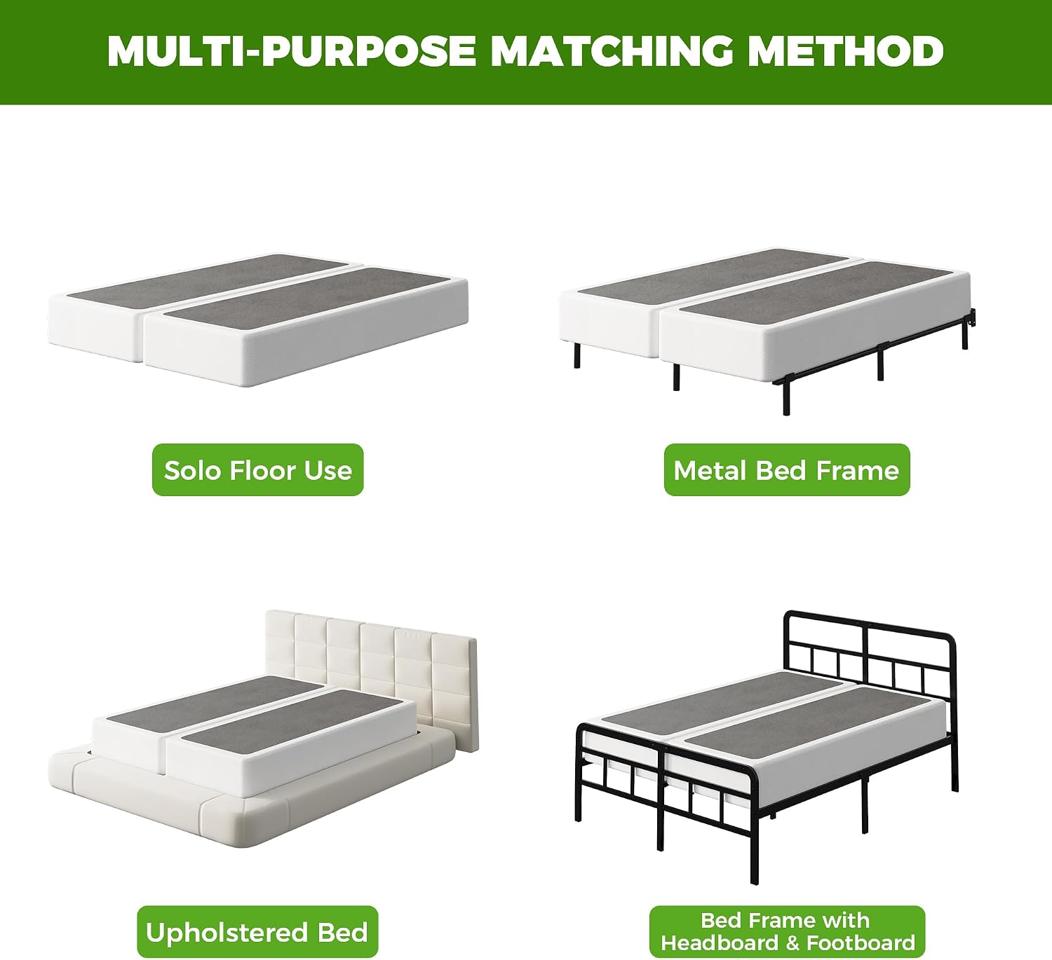 EMODA 7 Inch Split King Box Spring Bed Base, 3500LBS Heavy Duty Metal King Size Box Spring Mattress Foundation with Fabric Cover, Noise-Free, Non Slip, Easy Assembly