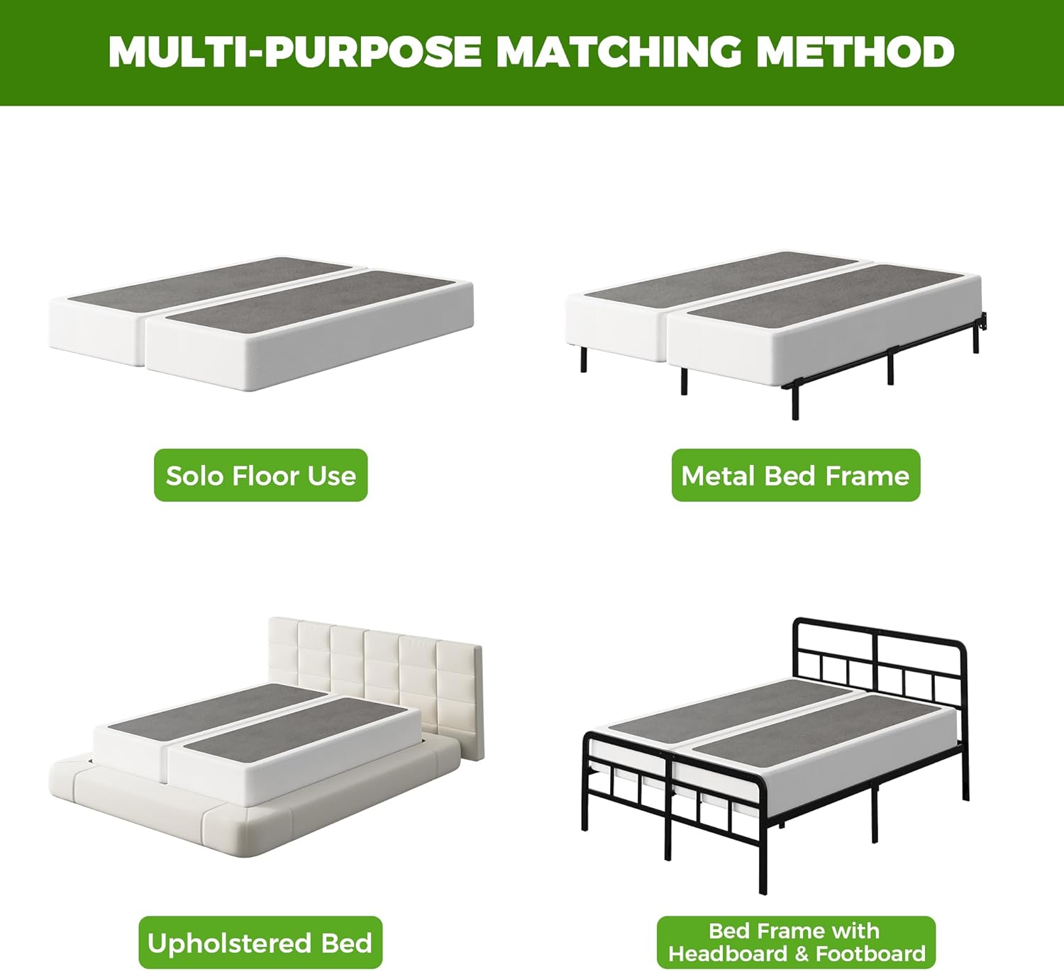 EMODA 7 Inch Split Queen Box Spring, 3500LBS Heavy Duty Metal Box Spring for Queen Bed Mattress Foundation with Fabric Cover, Noise-Free, Non Slip, Easy Assembly