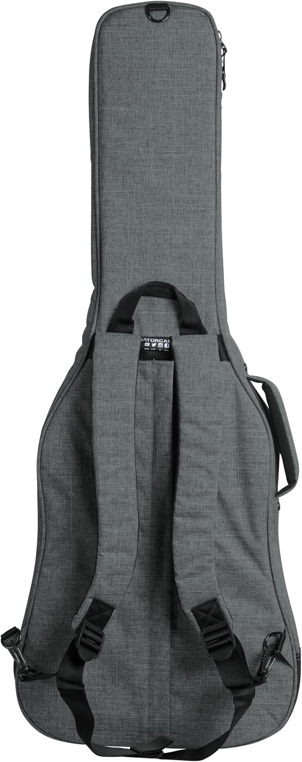 Gator Cases Transit Series Lightweight Electric Guitar Gig Bag with Back Pack Straps and Rubberized Base, Light Grey Exterior (GT-ELECTRIC-GRY)