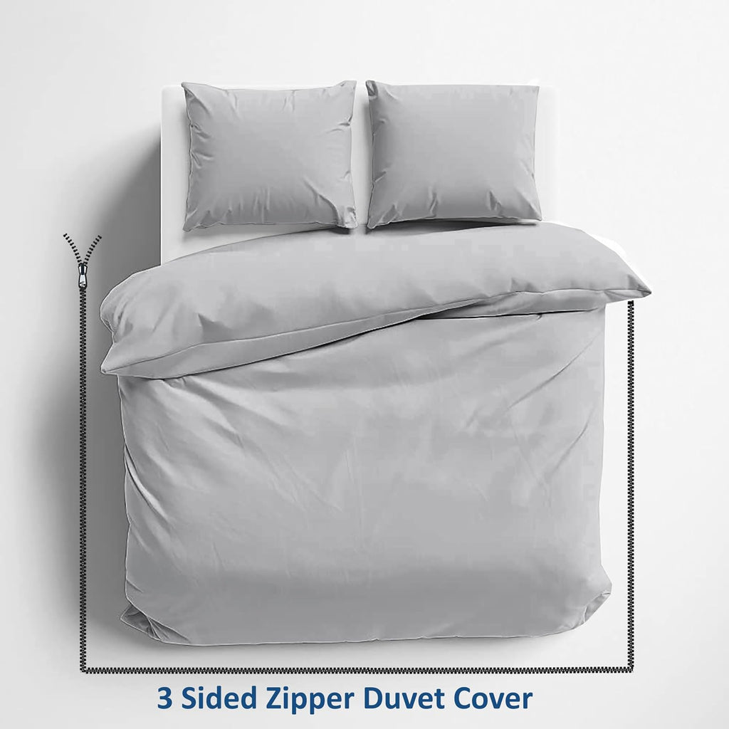3 Side Zipper Duvet Cover Set Alaskan King 120 X 132-3 PCS Duvet Cover Set with 3 Sided Zipper Closure, Alaskan King Duvet Cover (120'x132') & 2 Pillow Cases(20'x40'), Silver Grey