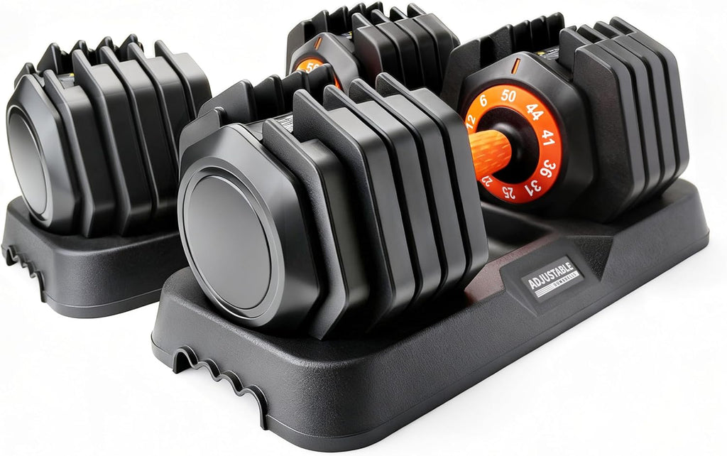 Adjustable Dumbbells,25lb/50lbs Pair Free Weights Dumbbells with Bi-Directional Handle, 10-in-1 Hex No-Roll Fast Adjustment Dumbbell Set, Strength Training HIIT Equipment for Home Gym