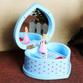 Rotating Heart-Shaped Jewelry Storage with Mirror Daing Girl Lovely Ballerina Music Box (Color : A, Size (D As the picture shows)