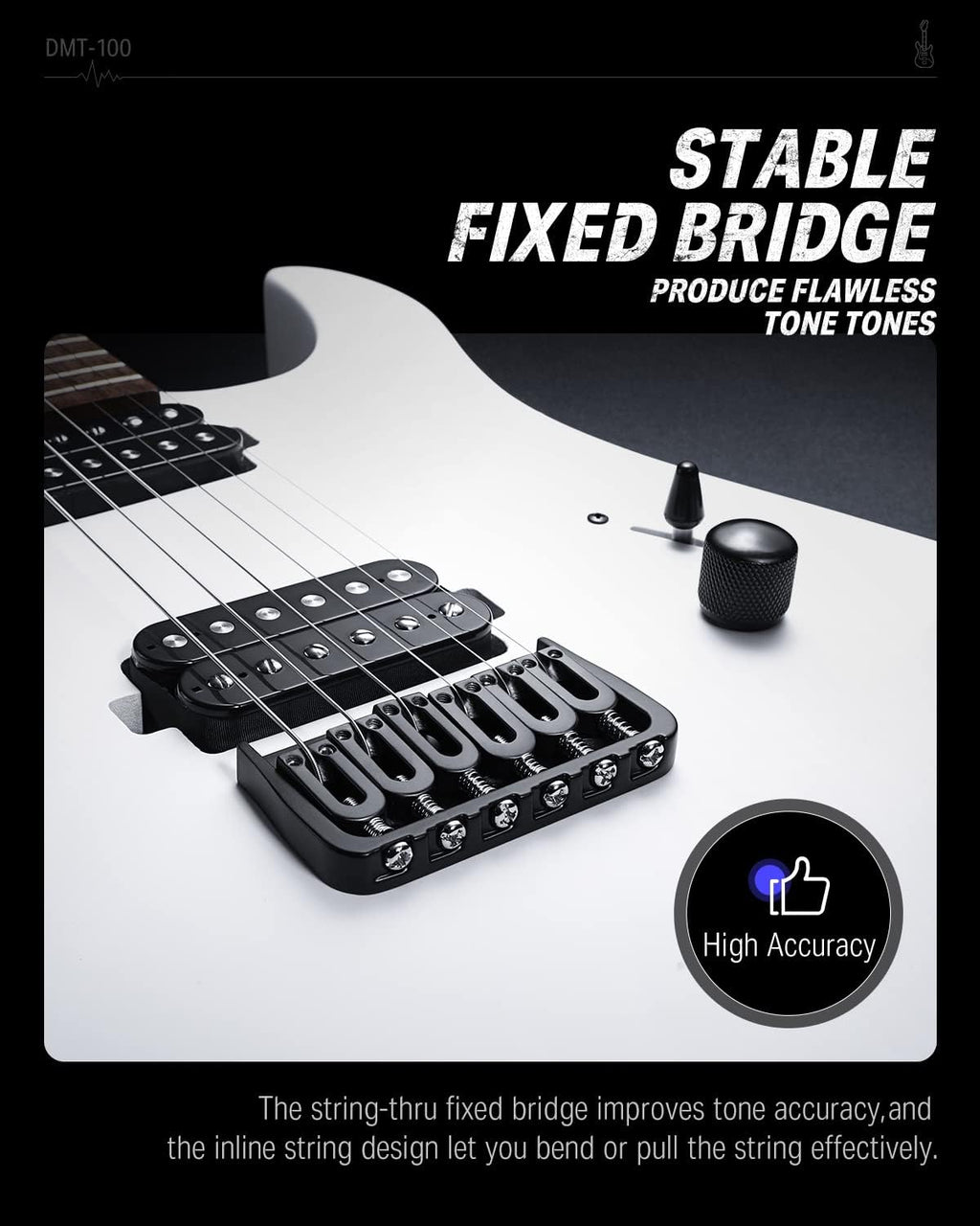 Donner Solid Body Electric Guitar, Matte Finish 39 Inch Metal Electric Guitar Beginner Kits with Bag, Strings, Strap, Cable, Strings Dampener for Rock Music Lover, DMT-100 (Matte White)