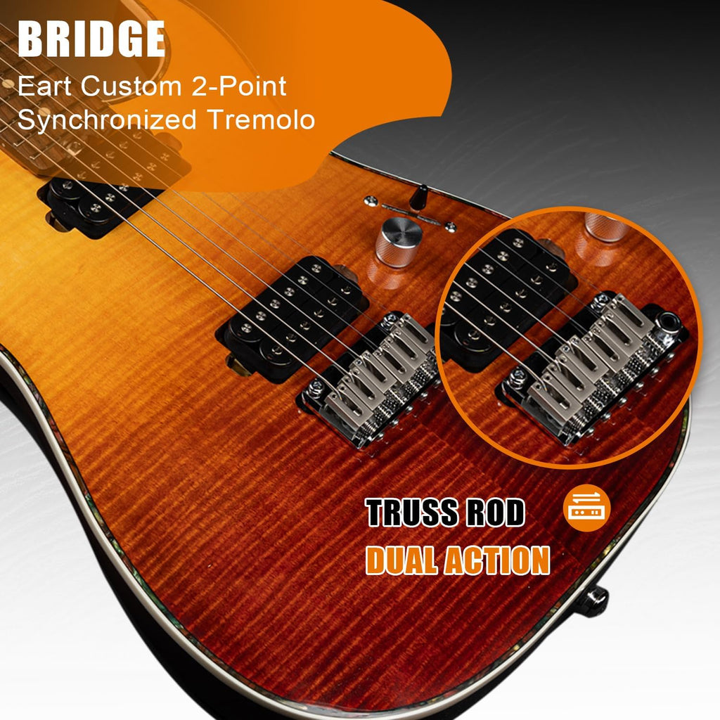 EART EYP-Elite Soild Body Electric Guitar with Roasted Mahogany Custom Artones-HBC115 Pickups NK-Arch-Top Body,Gloss Electric Guitar