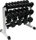 Ader Black Octagon Rubber Dumbbell Set with Rack
