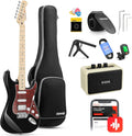 Donner, DST-152B 39' Electric Guitar Kit HSS Pickup Coil Split with Amp, Bag, Accessories, Black Solid Body Guitarra Electrica