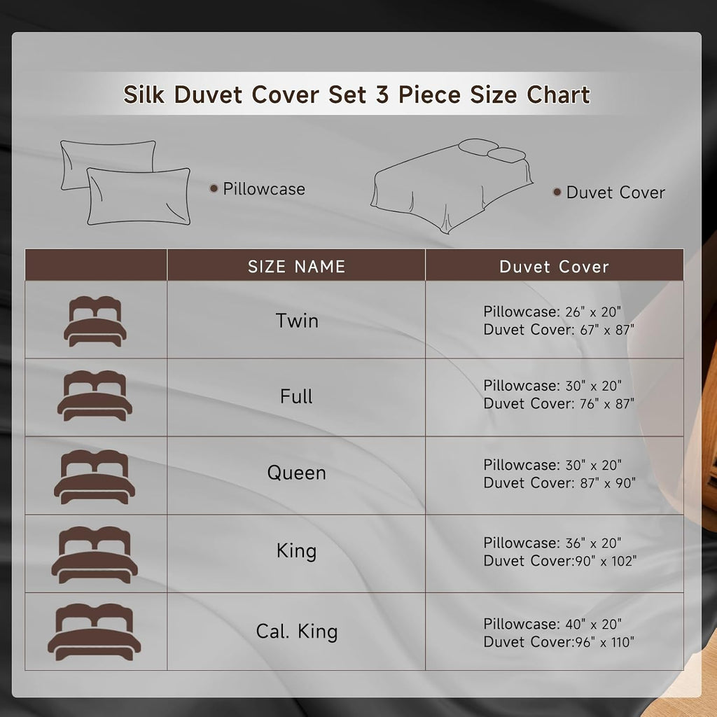THXSILK 100% Pure Mulberry Silk Duvet Cover Set 3 Piece, 6A+ Grade Luxury Soft Bedding Silk Sheets for Hair and Skin, 1 Pcs Duvet/Quilt/Comforter Cover with 2 Zippered Pillowcases (Black, Twin)