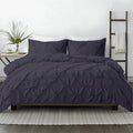 Kotton Culture 120'x 120' 3 Pc Super King Plus Pinch Pleated - Pintuck Duvet Cover Set - 100% Egyptian Cotton 600 TC - Zipper Closure & 7 Internal Ties- Fits Extra Large King Inserts - Dark Grey