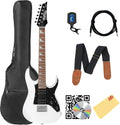 Ibanez GRGM21 RG Gio miKro Short-Scale Electric Guitar - White Bundle with Gig Bag, Tuner, Instrument Cable, Strap, Austin Bazaar Instructional DVD, and Polishing Cloth