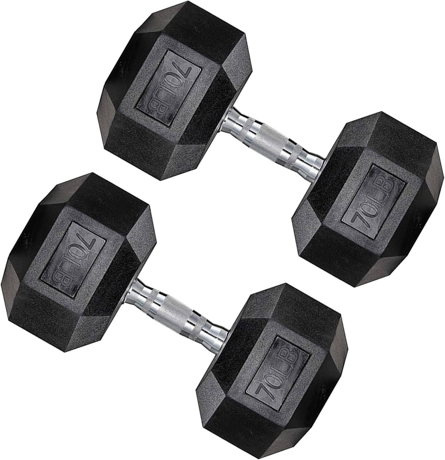 Hex Dumbbell Set, 10-80 lb Rubber Encased Hex Dumbbells, Home Gym Dumbbells for Women & Men, Muscle Toning, Strength Building and Full Body Workout(70 LB Pair)