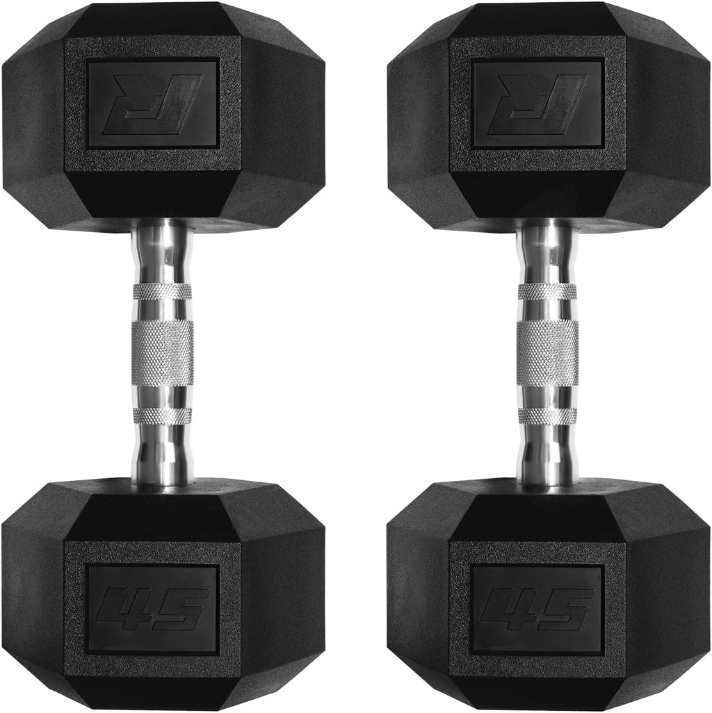 Ritfit 5-650 LBS PVC Encased Hex Dumbbell Sets with Optional Rack for Home Gym, Hand weight with Chrome Handle for Strength Training,Workouts