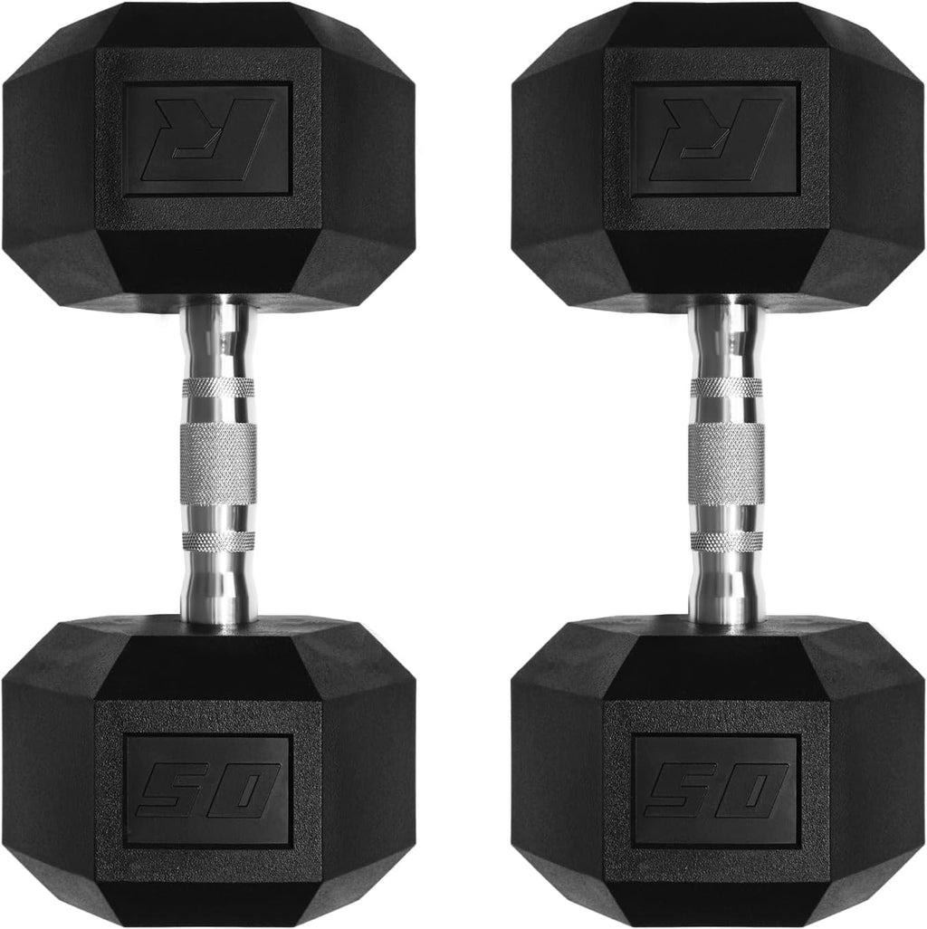 Ritfit 5-650 LBS PVC Encased Hex Dumbbell Sets with Optional Rack for Home Gym, Hand weight with Chrome Handle for Strength Training,Workouts