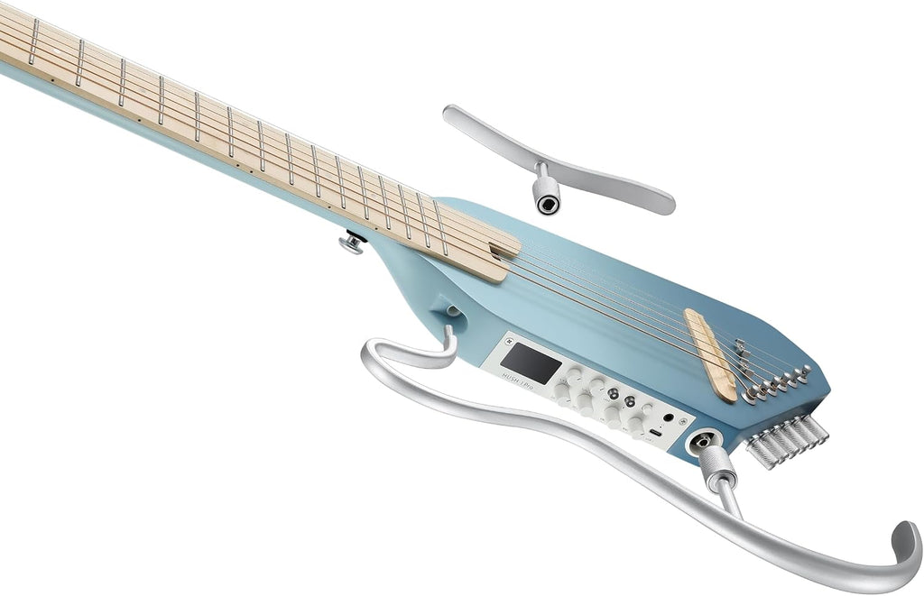 Donner Acoustic Electric Guitar HUSH I PRO Travel Guitar with Multiple Effect Modes Smart Guitarra Kit of Earphone, Gig Bag, Strap, Charging Cable, Hawaiian Blue