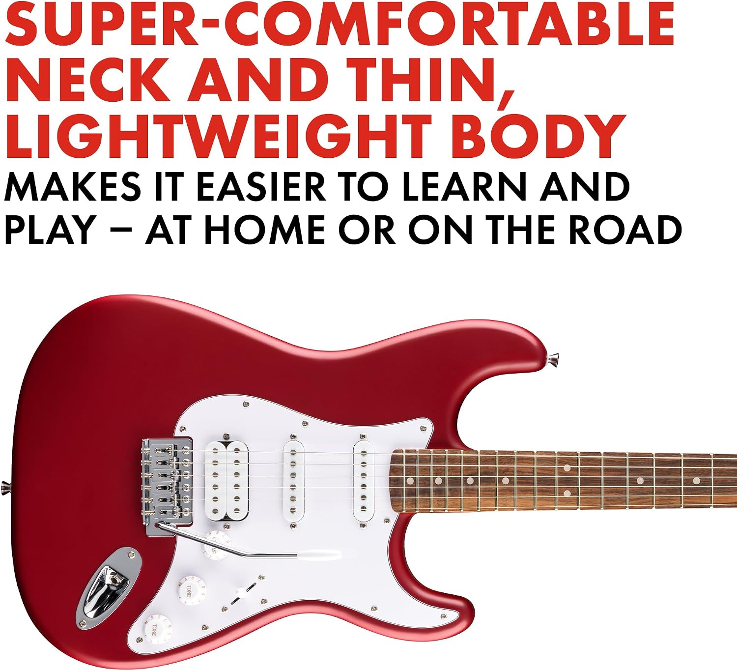 Fender Squier Debut Series Stratocaster HSS Electric Guitar, Beginner Guitar, 2-Year Warranty, Includes Free Lessons, Dakota Red with Satin Urethane Finish