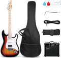 GLARRY Electric Guitar, 39' Full Size Electric Guitar Kit with HSS Pickup Coil Split for Beginner, 20W Amp and Accessories Pack Guitar Bag (Sunset)