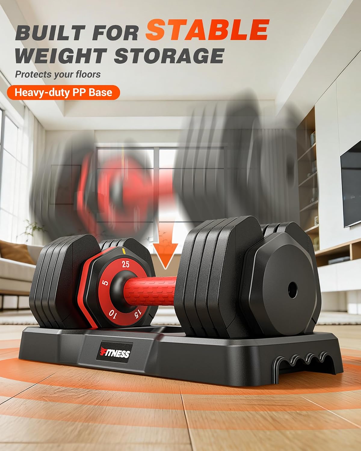 Adjustable Dumbbells Set of 2, 1 Hand Adjustable Weights Dumbbell Set and Workout Bench, 25/55/80lb Pair Weight Set For Home Gym Suit both Men and Women, Compact for Small Space Apartment Room