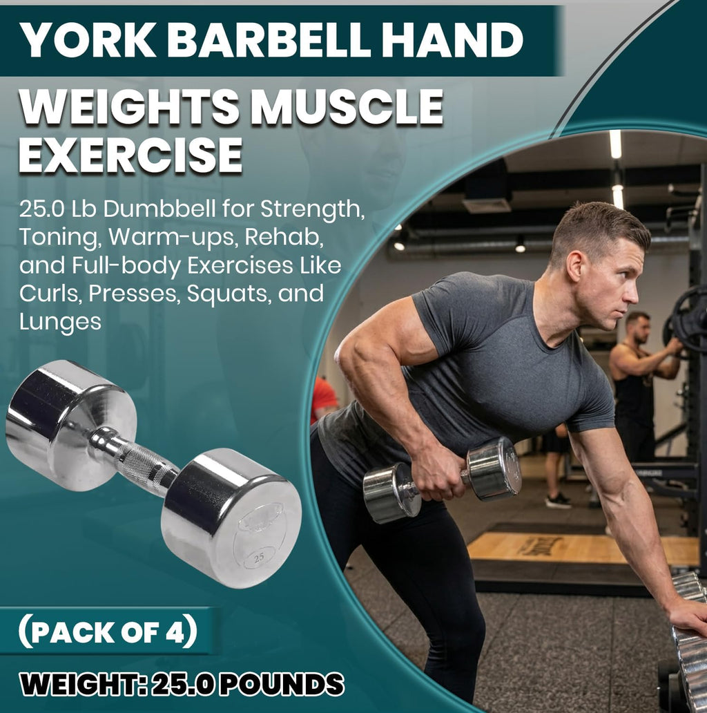 Professional Chrome Dumbbell with Ergo Grip, Heavy-Duty Solid Steel Knurled Handles Hand Weights for Exercise Muscle Toning Home Gym Workout and Training - 2.5 LB - 50 LB Pack of 1, 2 & 4