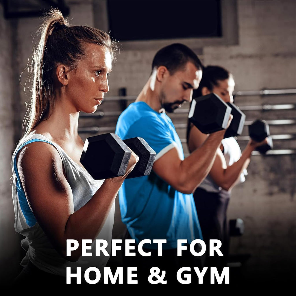 6-10 Pair Iron and Rubber Coated Dumbbell Set 350/450/550 lbs 5-50 lbs Hand Free Weight for Strength Hex Rubber Weights with Vertical Storage Rack Fitness Home Gym Equipment