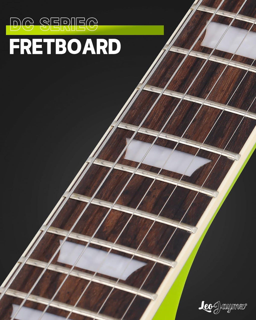 Leo Jaymz 39 Inch Solid Body Electric Guitar - Poplar Wood Body，Maple Neck and Laurel Wood Fretboard (Fluorescent Green)