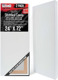 U.S. Art Supply Rectangle Stretched Canvas for Painting 24x72 inch Gallery Depth 1-1/2' Thick, 2-Pack - 17oz Acrylic Gesso Triple Primed, Professional Artist Quality, 100% Cotton - Oil, Pouring Paint