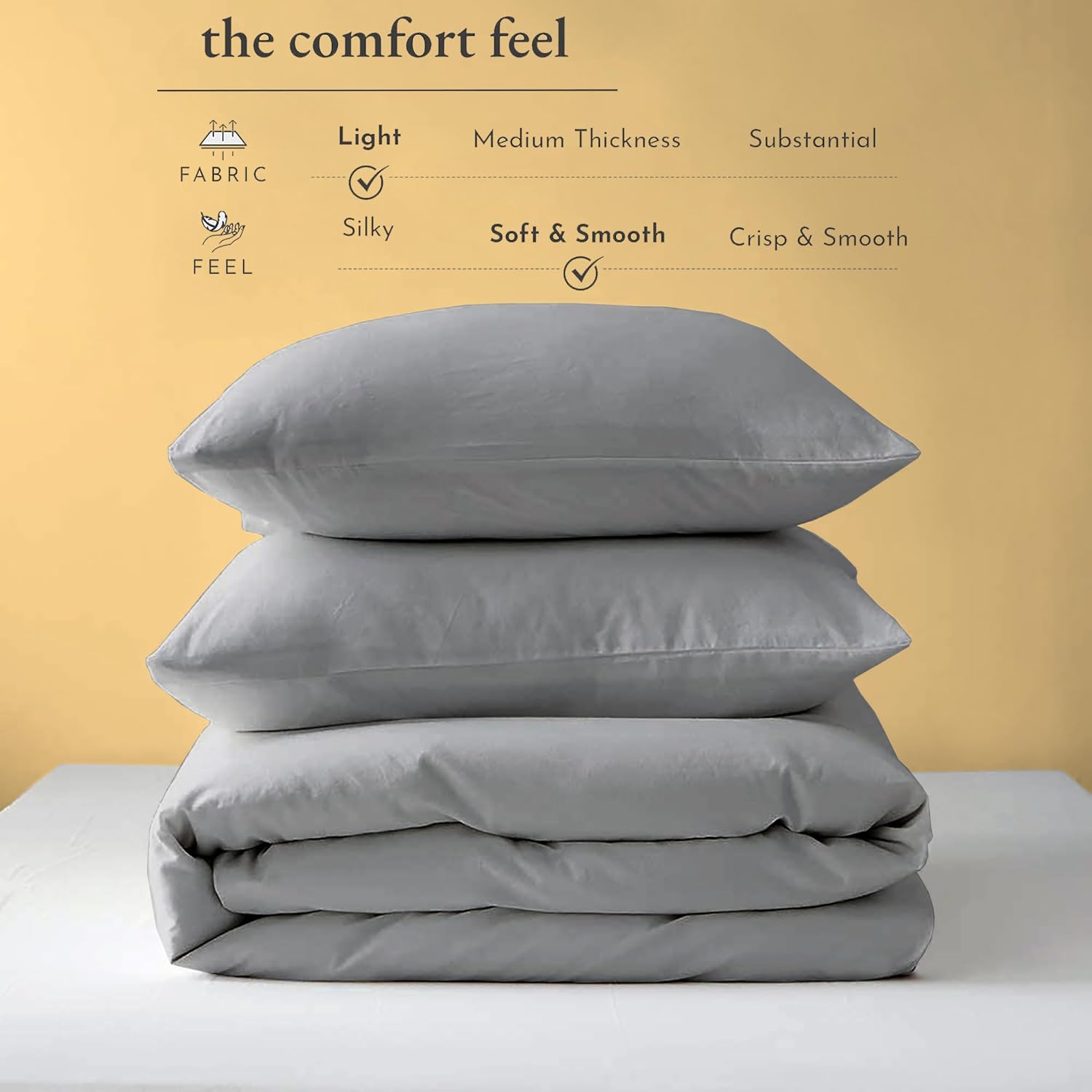 3 Side Zipper Duvet Cover Set Alaskan King 120 X 132-3 PCS Duvet Cover Set with 3 Sided Zipper Closure, Alaskan King Duvet Cover (120'x132') & 2 Pillow Cases(20'x40'), Silver Grey