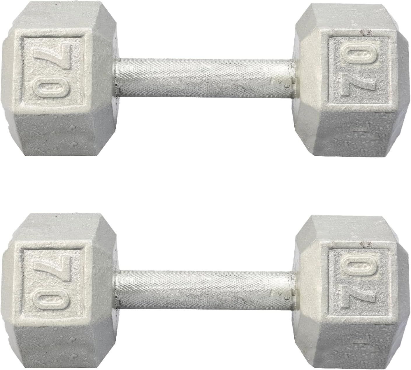 Hydra Fitness Exchange Cast Iron Hex Dumbbell 3 lb to 100 lb (in Single & Pair) - Solid Hexagon Silver Coating Dumbbell Set Strength Training Free Weights for Women & Men Residential Only