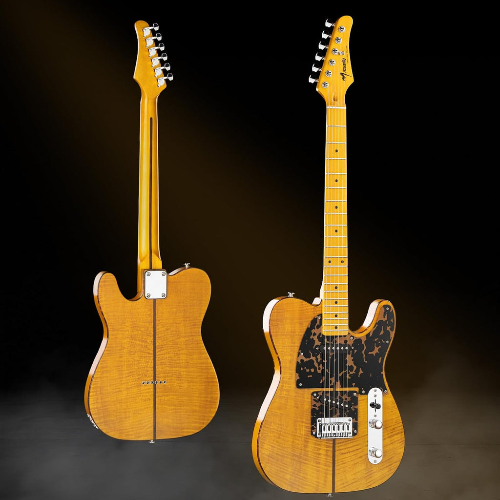 MBT Solid Body Electric Guitar with Mahogany Body, Maple Fingerboard and Bone Nut, for Beginner to Professional Players, Right Handed, Natural Gloss Surface