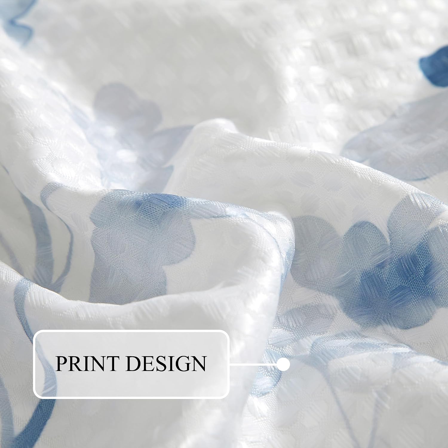 Stratford Park Waffle Printed Polyester Comforter Set, Blue Floral 7 Piece Queen Bedding Set, Elegant All Season Bedding, Matching Pillows, Shams, Bed Skirt