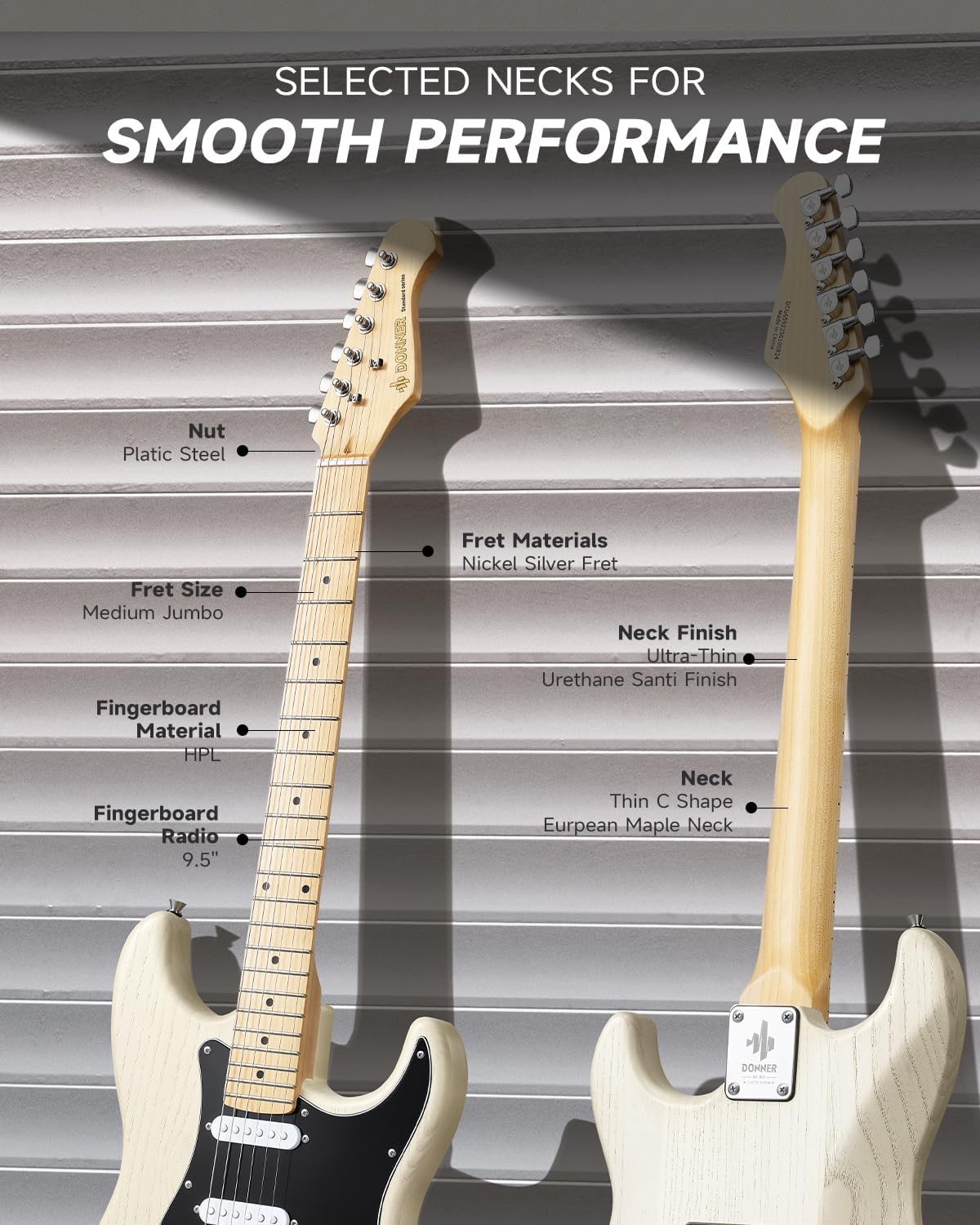 DONNER DST-80 Electric Guitar 39' Beginner Electric Guitar Kit with Amp, Classic SSS Pickup Complete with Gig Bag, Tuner, Capo, Strap, Picks, and Free Online Lessons, Bone White