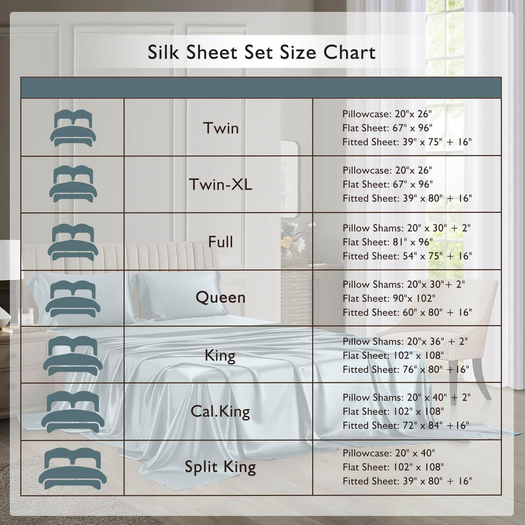 DISANGNI 22 Momme 100% Mulberry Silk Bedding Set - 4-Piece Luxury (2 Pillowcases, 1 Fitted Sheet, 1 Flat Sheet) - 6A Grade Natural Silk (Blue Gray, Queen)