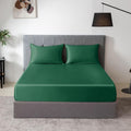 THXSILK 100% Mulberry Silk Fitted Sheet Set, 7A+ Silk 3 Pieces Bed Sheets, Breathable, Smooth, 16 Inch Deep Pocket Fitted Sheet, 2 Pillowcases - Emerald Green, Full