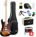 Donner Electric Guitar, DST-152S 39' Beginner Kit with HSS Pickup Coil Split, Solid Body, 10W Amp, Padded Bag, Accessories, Sunburst