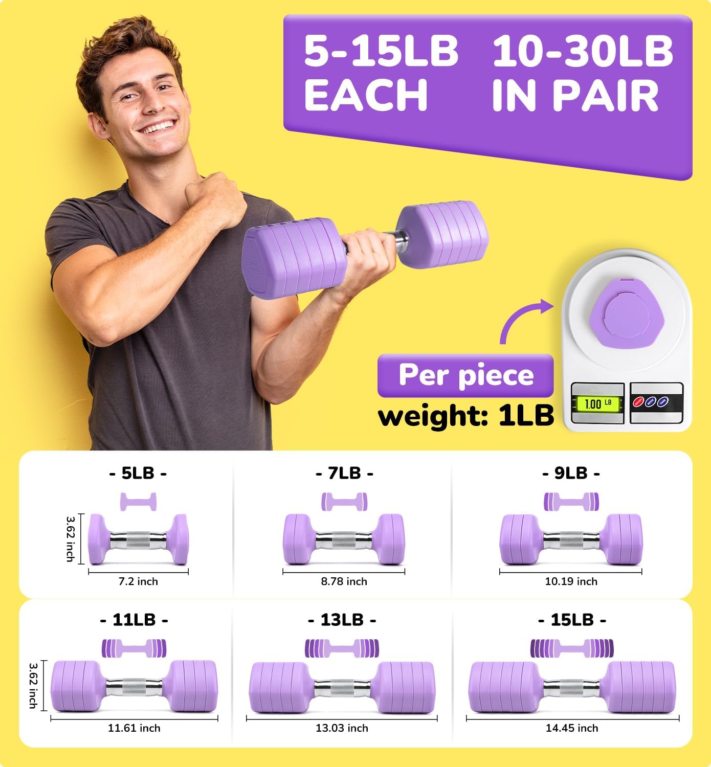 10LBS 20LBS 30LBS Dumbbell Set, Adjustable Dumbbells Set of 2 Hand Weights for Women Men Weight Sets for Home Gym Outdoor Exercise Workout Strength Training Equipments