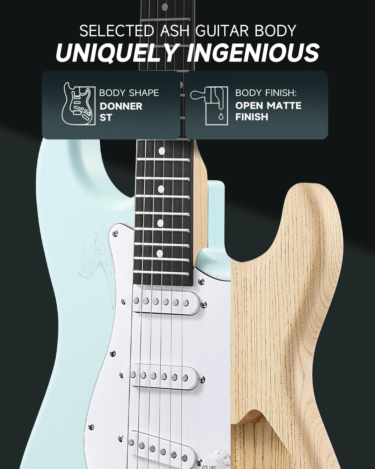 DONNER DST-80 Electric Guitar 39' Beginner Electric Guitar Kit with Amp, Classic SSS Pickup Complete with Gig Bag, Tuner, Capo, Strap, Picks, and Free Online Lessons