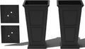 Veradek Brixton Series Tall Plastic Planter (Black, 26' H x 14.75' W x 14.75' L - 2 Pack with Shelf)