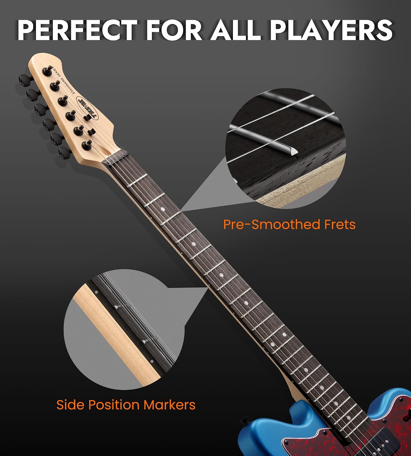 Tostar Electric Guitar: P90 Pickups, TOM Bridge & Smoked Matte Finish, 3-Way Switch, 39' Solid Body Electric Guitar for Intermediate Players, Guitarra Eléctrica Kit, Musical Birthday Gifts, Blue