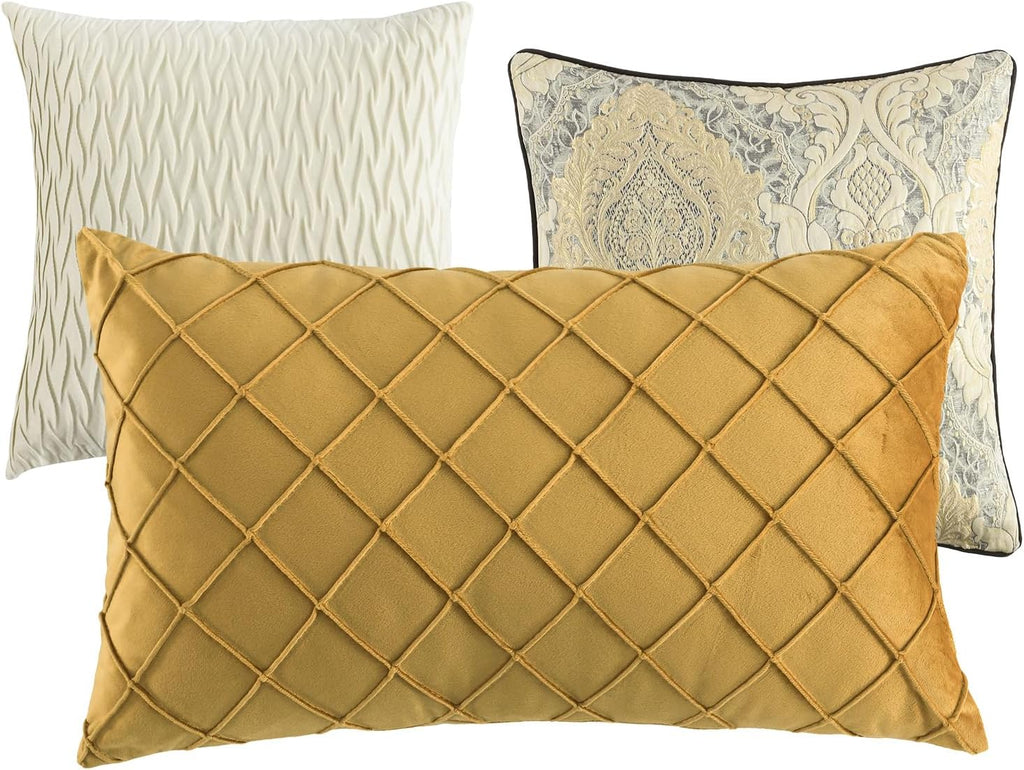 SahSahCasa 7-Piece Luxury California King Comforter Set, Cal King Comforter, Bed in a Bag California King, Jacquard Fluffy Comforter Bedding Set with Bedskirt, Pillows, Down-Alternative, Champagne