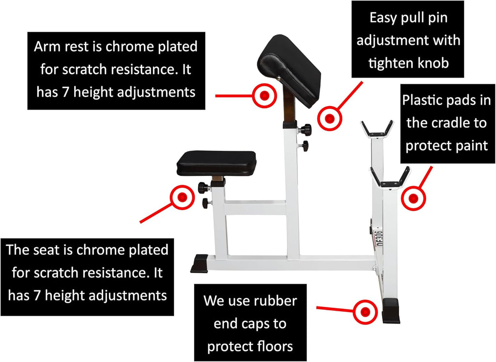 DF306 Preacher Curl Bench in White Color