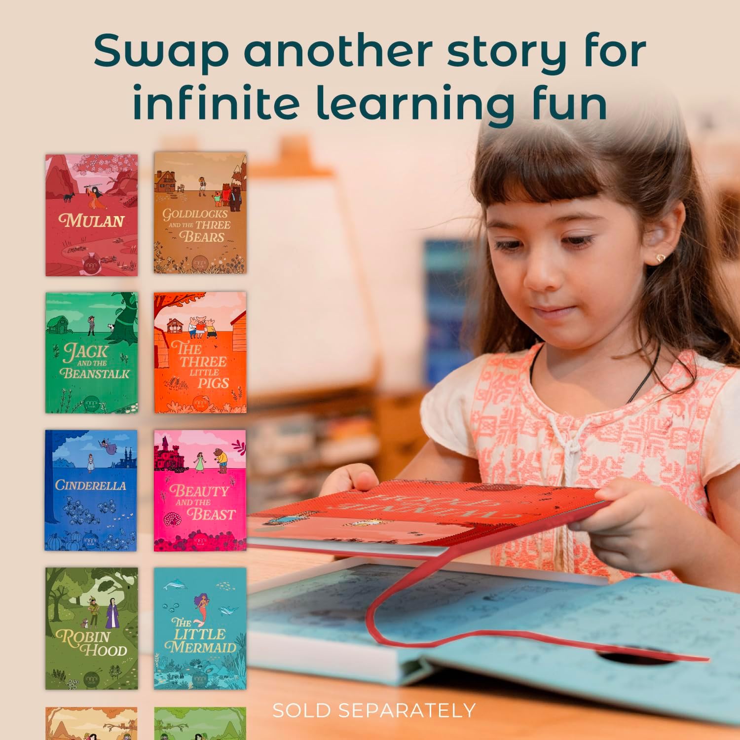 Cali's Books Winnie-The-Pooh - infinibook Reader Recordable Storybooks for Kids, Customizable Interactive Audio Book Reader for Toddlers, Educational Screen-Free Toy