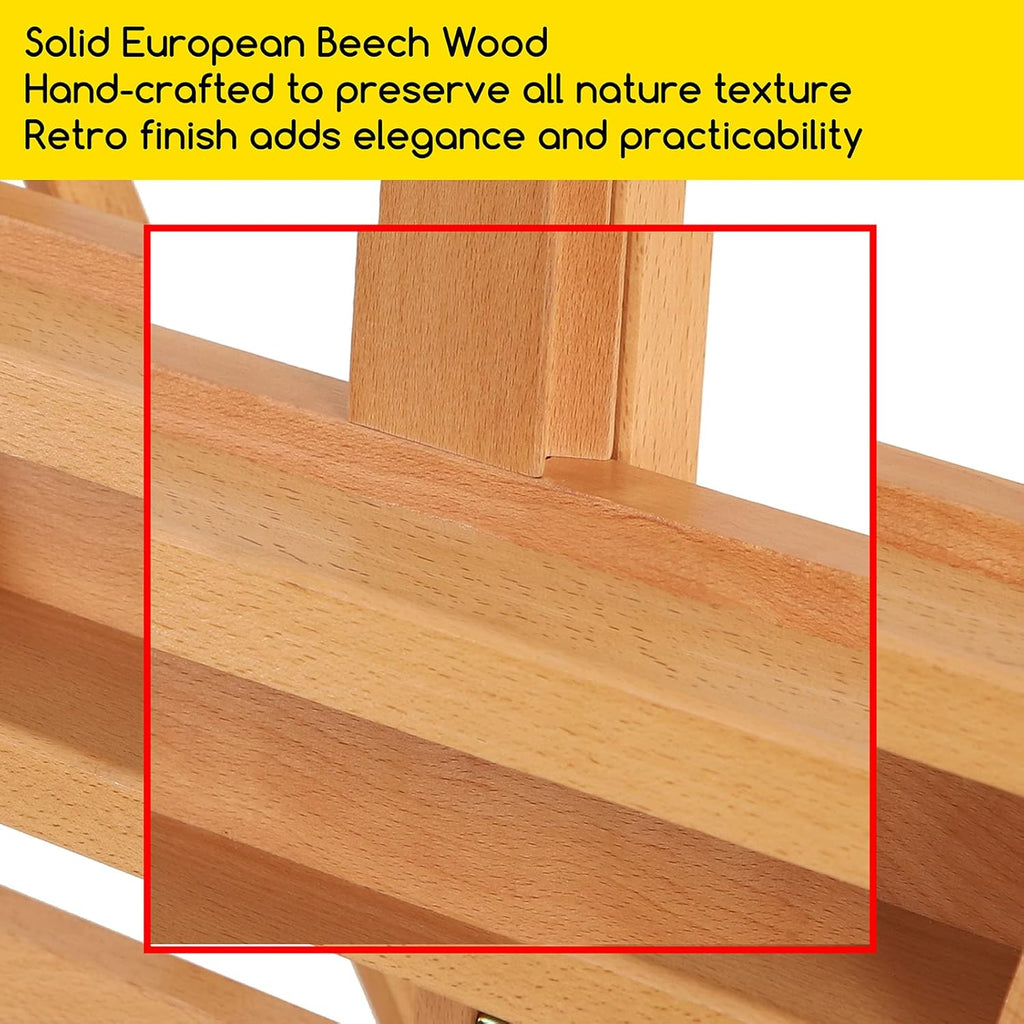 MEEDEN Studio H-Frame Easel with Storage Tray, Solid Beech Wood Artist Painting Easel, Best Wooden Floor Easel, Holds Canvas Art up to 48'