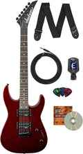 Jackson JS Series Dinky JS12 Electric Guitar - Metallic Red Bundle with Cable, Tuner, Strap, Picks, and Austin Bazaar Instructional DVD