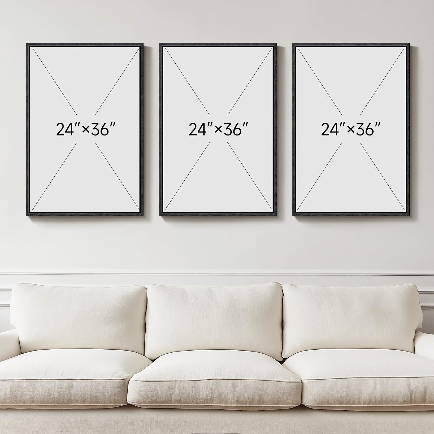 Large Framed Neutral Abstract Wall Art for Living Room, 3 Piece Modern Canvas Prints Paintings Artwork for Walls, Minimalist Beige Orange Block Pictures for Hallway Dining Bedroom Wall Decor 24x36 In
